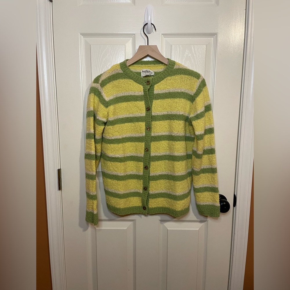 Marshall Field & Company Vintage Striped Cardigan Sweater Scandi Minimal Size L